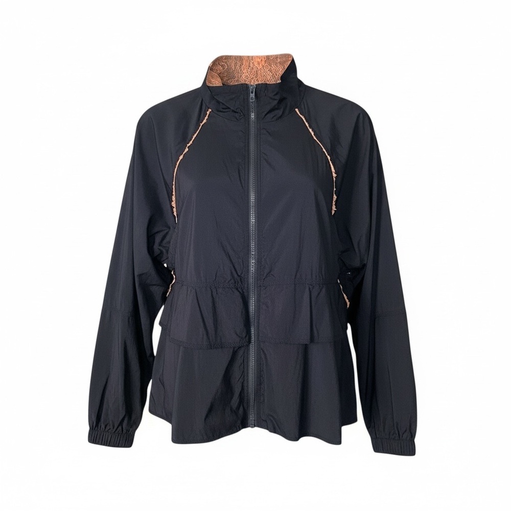 Free People Black Utility Jacket with Pink Accents